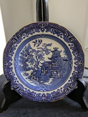 Vintage Burleigh Ware Blue Willow Bread Plate Made In England